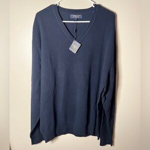BNWT Bobby Jones Navy Blue men’s XL V-Neck Sweater 100% cotton